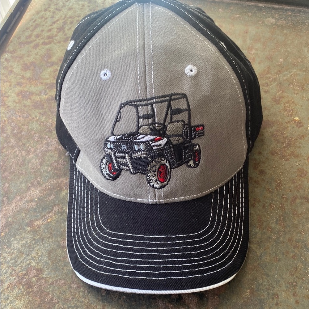 Bobcat Black & Gray Hat w/ Embroidered Vehicle Image & Adjustable Velcro Back
